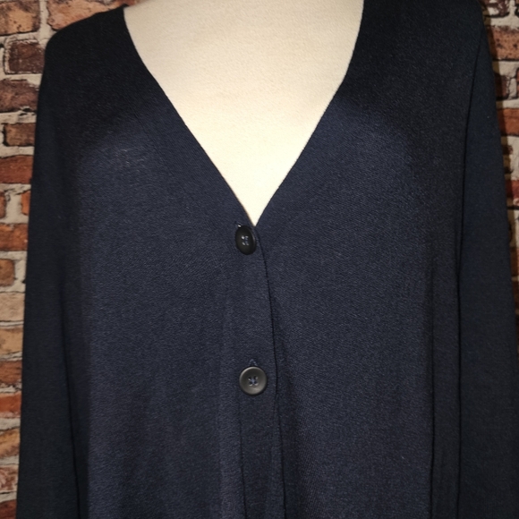 J Jill  Women's  Cardigan Sweater Lingline Duster SIZE XL Black - Picture 6 of 7